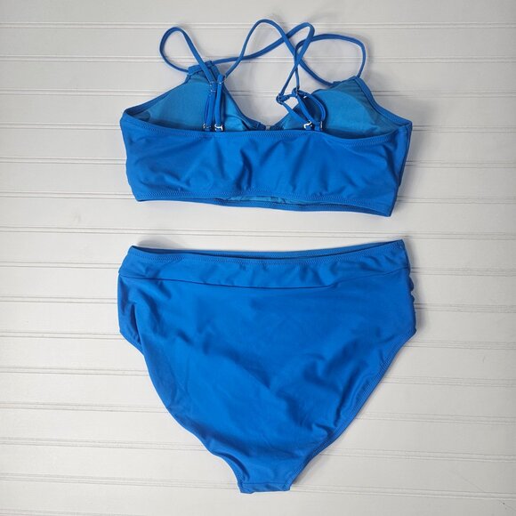 BMJL Women's Blue High Waisted U Cut Out Top Modest Bikini Set Size XL NWT - Picture 7 of 16